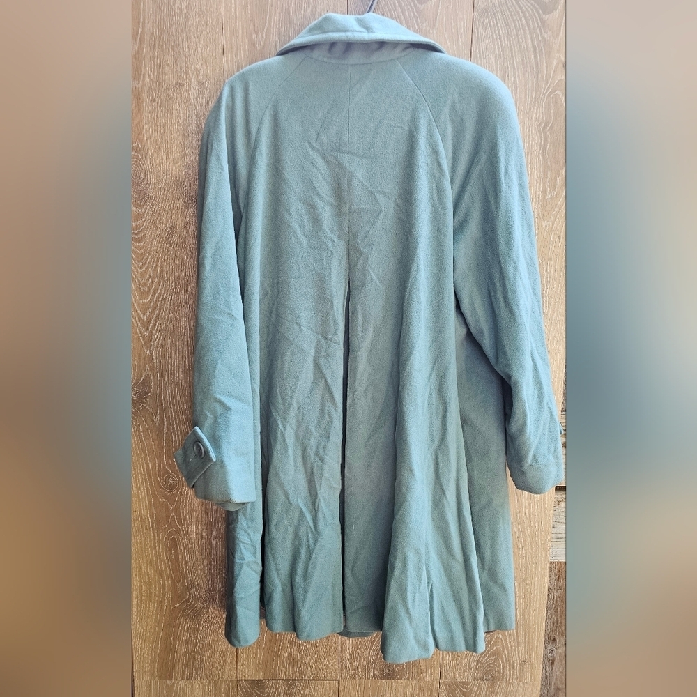 Cashmere Wool Sage Green Double-Breasted Trench Coat Size 10 - Picture 5 of 8